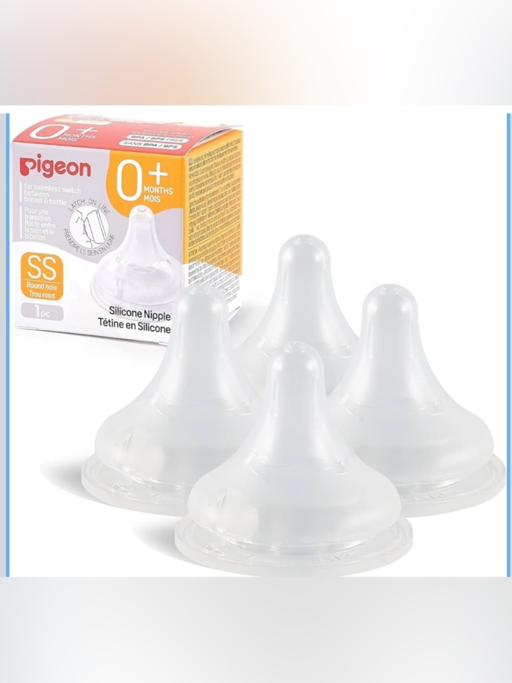Pigeon Silicone Baby Bottle Nipples - Clear (SS) - 12 (w/o box)